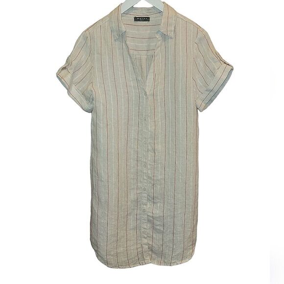 Maven West Short Sleeve Shirt Dress Button Down Linen Dress S - Picture 4 of 13